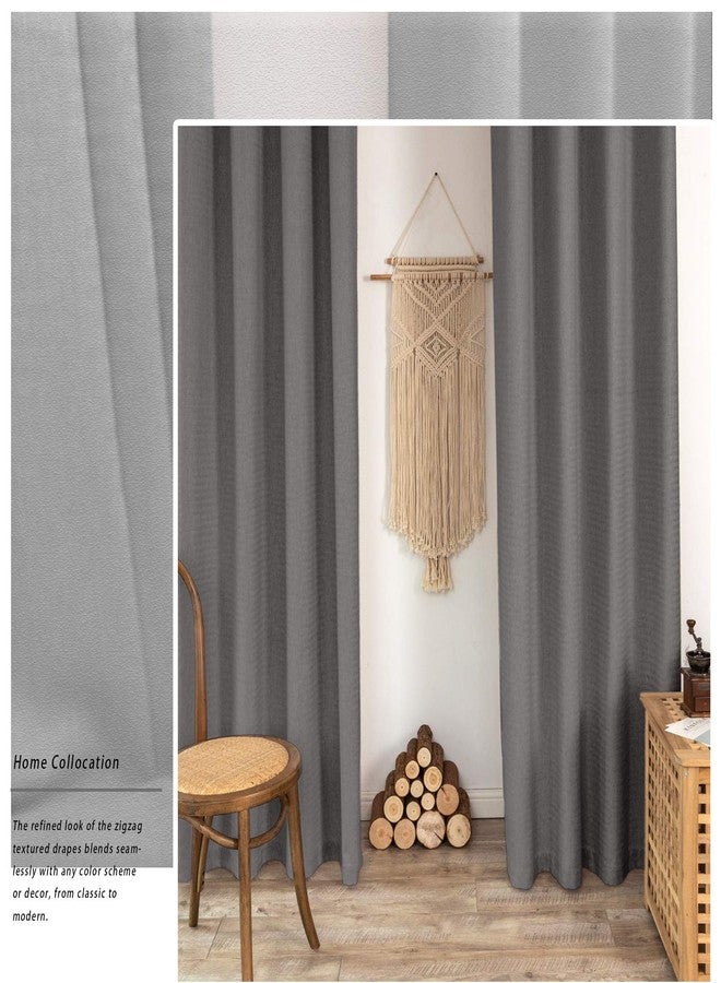 GRALI-DECOR ستائر تعتيم من GRALI-DECOR مزودة بحلقات معدنية في الأعلى، ستائر بنمط متعرج، ألواح عازلة للحرارة للردهات الداخلية، 52 بوصة × 84 بوصة، زوج واحد، رمادي داكن - Image 2